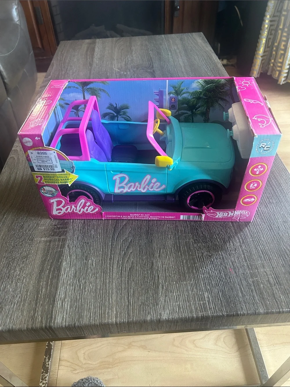 Barbie Teal Convertible Toy Car with Pink and Purple Accents